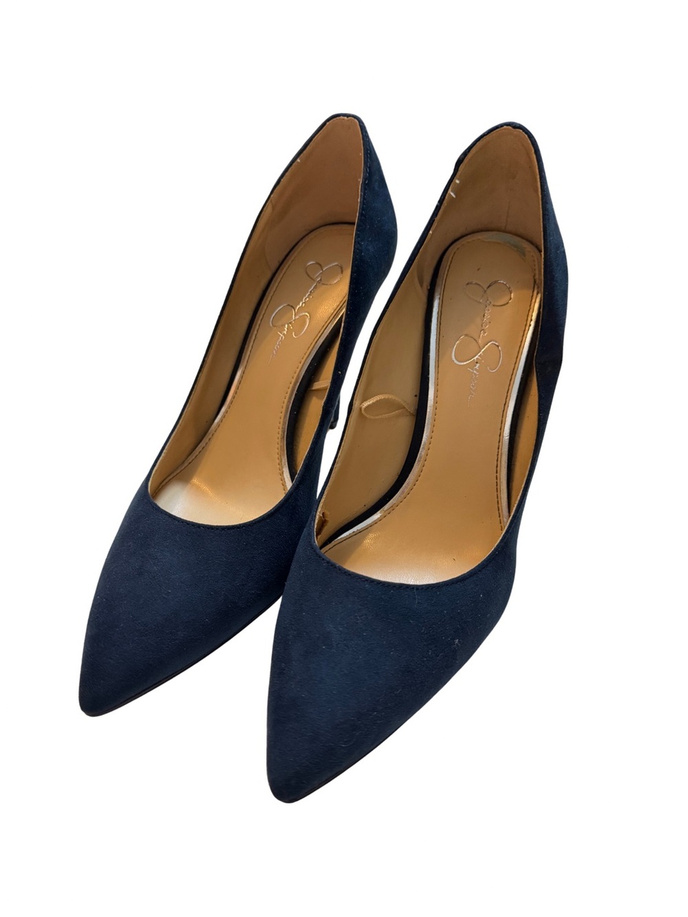 Jessica Simpson Navy Pointed-Toe Suede Pumps with Classic Silhouette